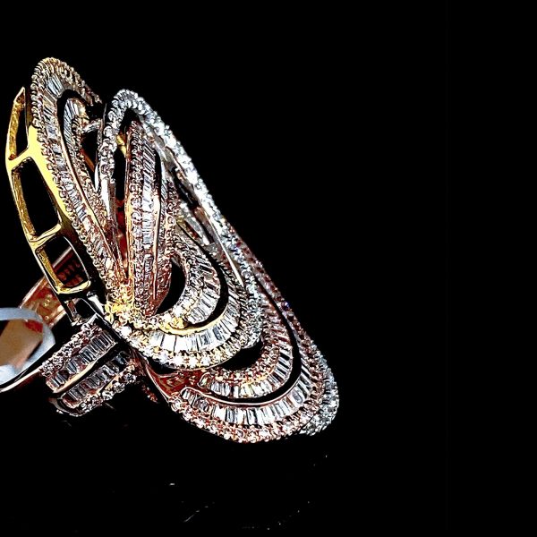 PREORDER | Unisex Multi-Tone Crossover Paved Statement Diamond Ring 14kt Hot on Sale