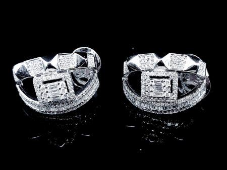 Square Creolle Statement Diamond Earrings 14kt Cheap