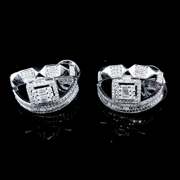 Square Creolle Statement Diamond Earrings 14kt Cheap