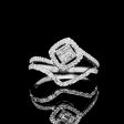 Square Stacked Creolle Diamond Ring 14kt Cheap