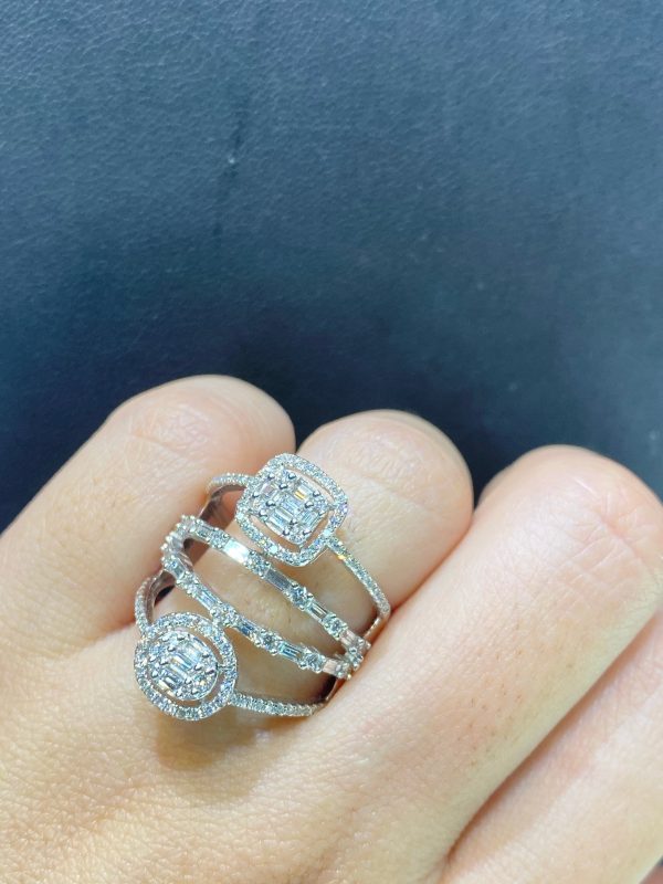 PREORDER | Stacked Paved Statement Diamond Ring 14kt For Cheap