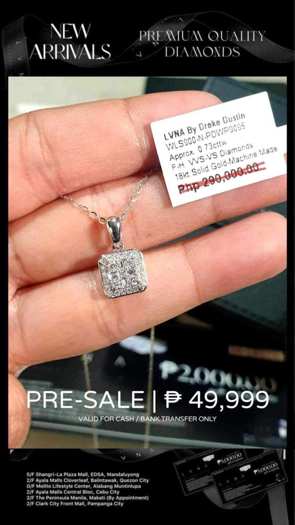 Square Classic Paved Diamond Necklace 18kt Hot on Sale