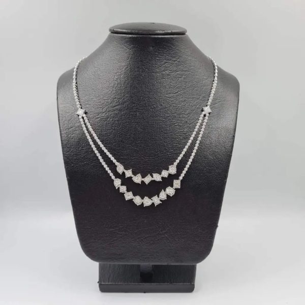 PREORDER | Two-Tier Cluster Shape Statement Diamond Necklace 14kt Fashion