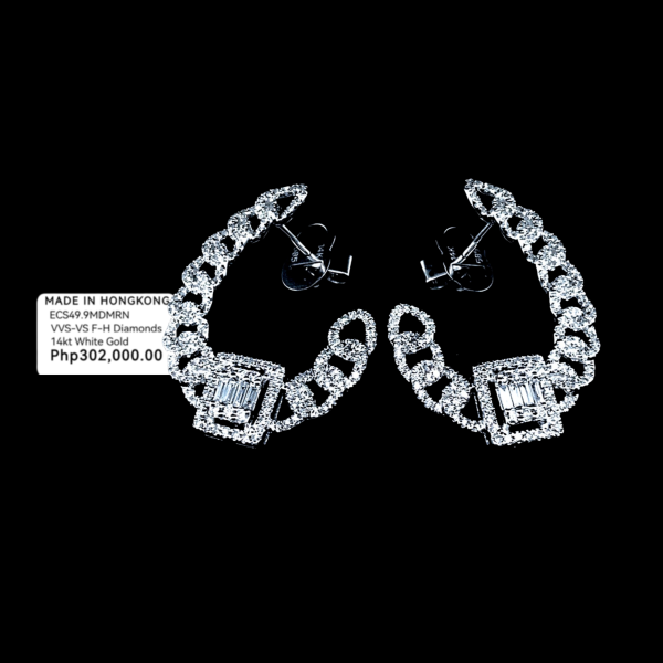 Square Chain Overlap Statement Diamond Earrings 14kt Discount