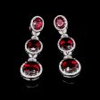 Red Ruby Oval Dangling Gemstones Diamond Earrings 14kt Sale