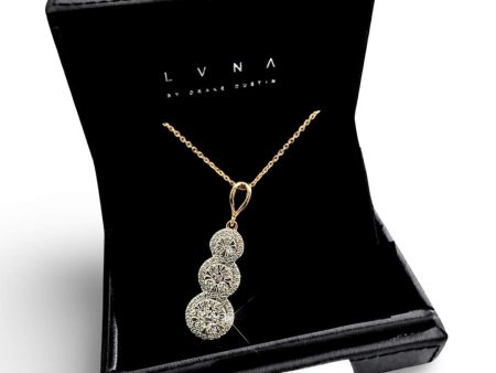 Round Trio Drop Dangling Diamond Necklace 18kt Online now