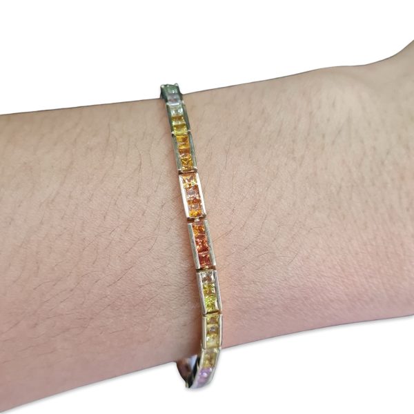 Rainbow Sapphire Eternity Tennis Bracelet 14kt Cheap