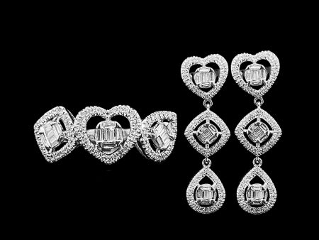 Trio Shape Dangling Diamond Jewelry Set 14kt Online Hot Sale