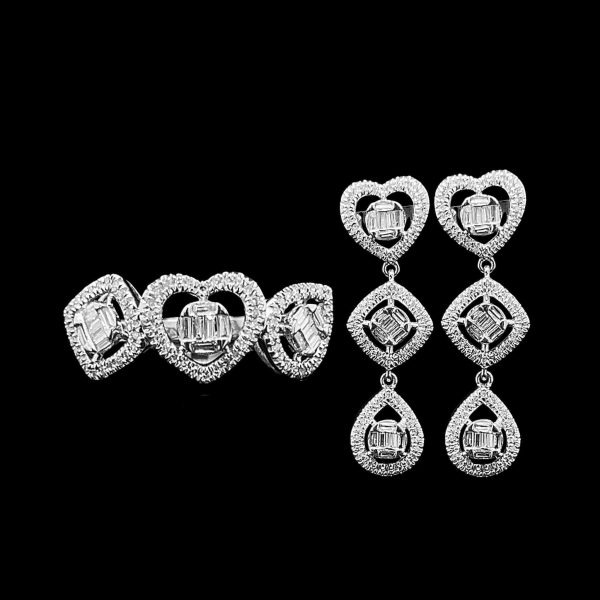 Trio Shape Dangling Diamond Jewelry Set 14kt Online Hot Sale