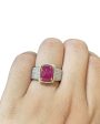 Red Natural Burmese Ruby Cabochon Gemstones Diamond Ring 18kt Discount