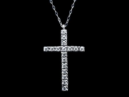 PREORDER | White Cross Diamond Necklace 18kt For Cheap