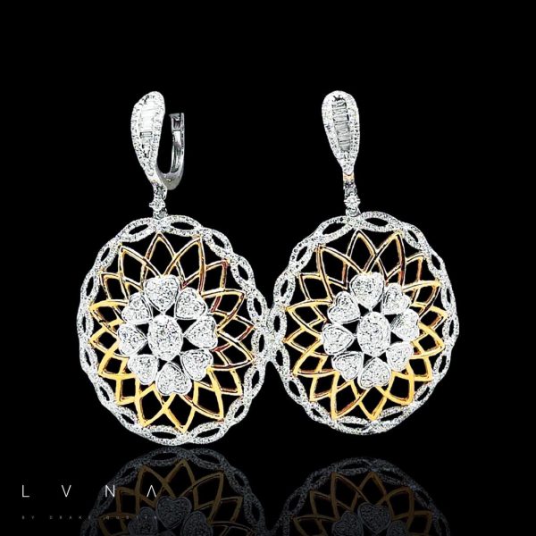 PREORDER | Two Tone Statement Diamond Earrings Dangling 14kt Supply