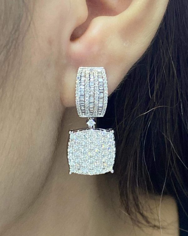 PREORDER | Square Millionaire’s Statement Dangling Diamond Earrings 14kt Sale