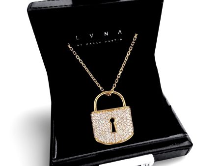 Golden Lock Paved Diamond Necklace 18kt Discount