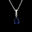 The Classics | Precious Blue Sapphire Pear Gemstones Diamond Necklace 14kt For Cheap