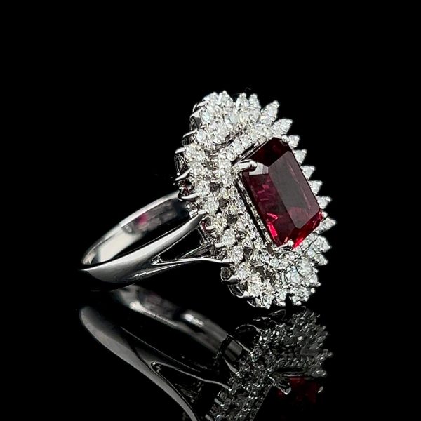 Ruby Gemstones Statement Diamond Ring 14kt Hot on Sale