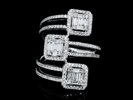 PREORDER | Trinity Square Stacked Cluster Shape Diamond Ring 14kt Cheap