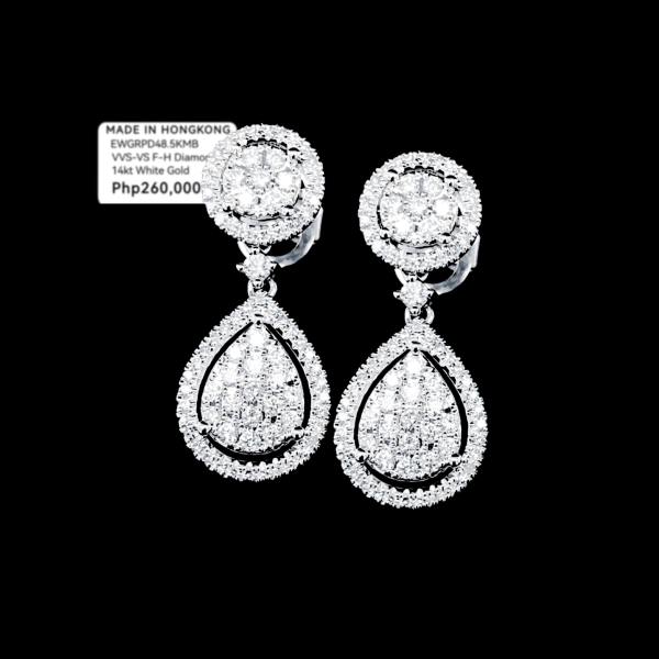 Round Pear Dangling Diamond Earrings 14kt Discount