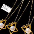 #GOLD2024 | 18K Golden Butterfly Pearl Necklace Paperclip Chain 18” Online Sale