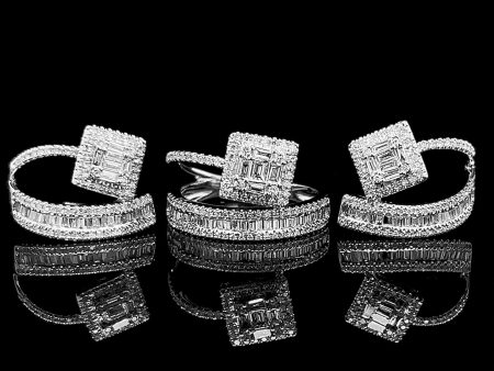 Square Baguette Creolle Diamond Jewelry Set 14kt Sale