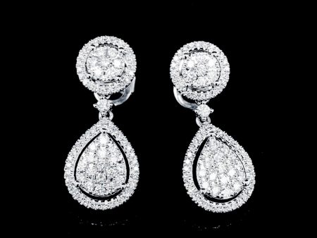 Round Pear Dangling Diamond Earrings 14kt Discount