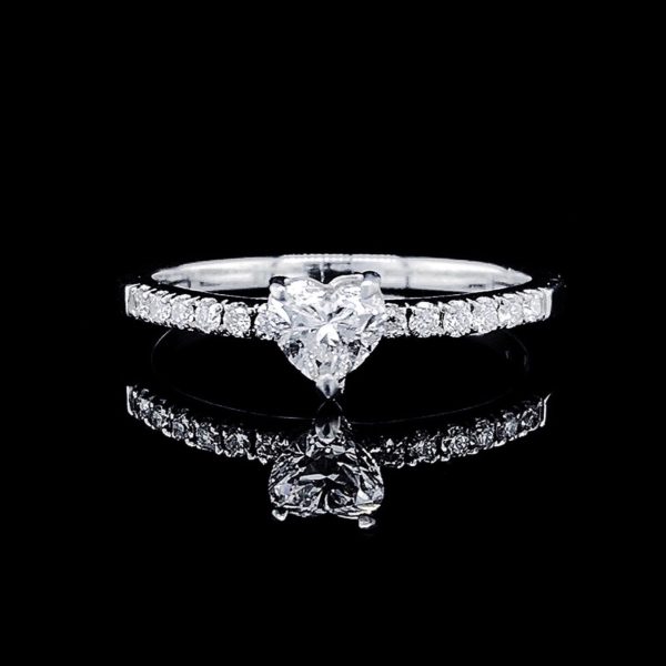 VANA | 0.32cts G VVS2 Heart Paved Band Diamond Engagement Ring 14kt White Gold Discount