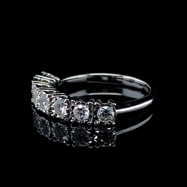 Round Enlarger Setting Half Eternity Diamond Ring 18kt For Sale