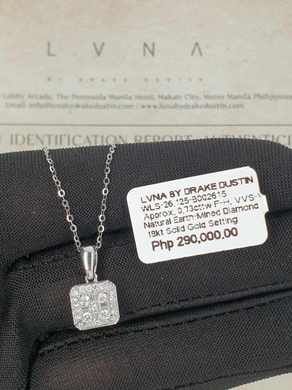 Square Classic Paved Diamond Necklace 18kt Hot on Sale