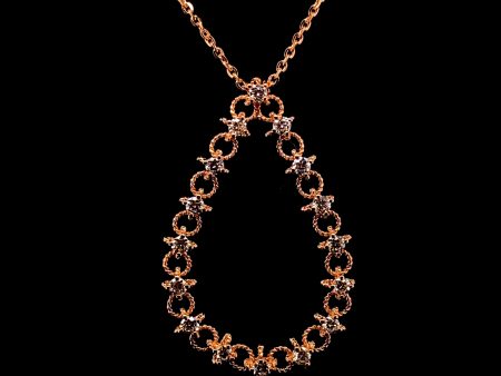 Rose Gold Tear Drop Diamond Necklace 18kt For Discount