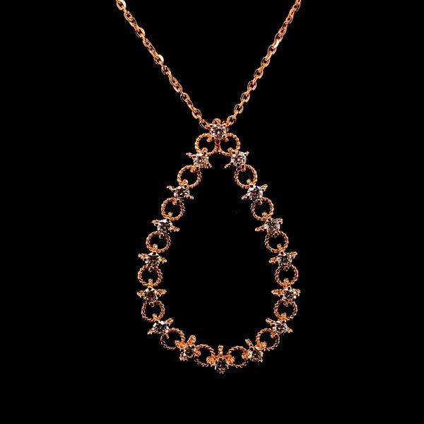 Rose Gold Tear Drop Diamond Necklace 18kt For Discount