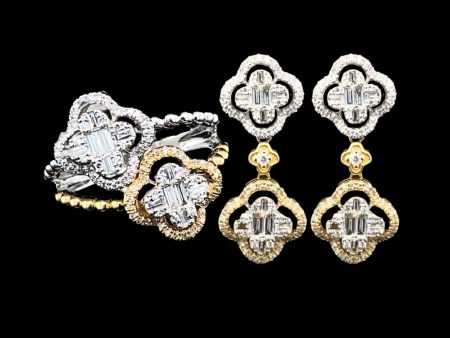 PREORDER| Multi-Tone Floral Clover Diamond Jewelry Set 14kt on Sale