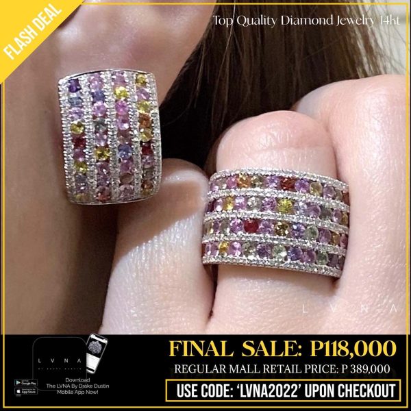 Rainbow Sapphire & Diamonds Millionaire’s Jewelry Set 14kt Online Hot Sale