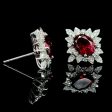 Red Ruby Gemstones Statement Diamond Earrings 14kt For Cheap