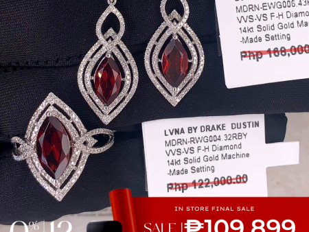 Ruby Gemstones Dangling Diamond Jewelry Set 14kt Online now