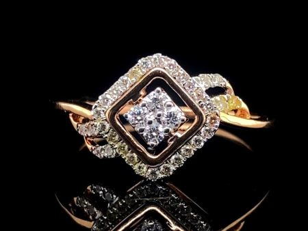 Square Halo Paved Diamond Ring 18kt Sale