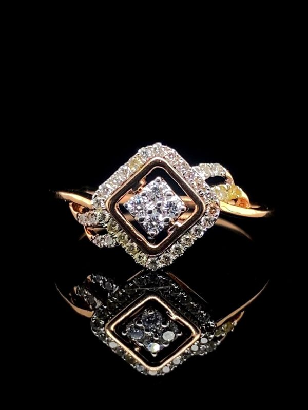 Square Halo Paved Diamond Ring 18kt Sale