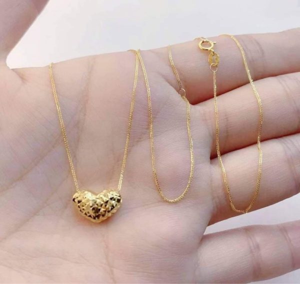 #GOLD2024 | 18K Golden Chunky Heart Necklace Foxtail Chain 18” Supply