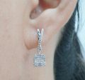 Square Paved Dangling Diamond Earrings 14kt Discount