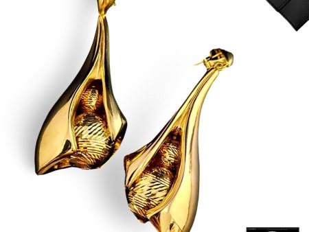 #GOLD2024 | Golden Pea Drop Fine Gold Earrings 18kt For Discount