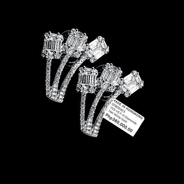 PREORDER | Statement Cluster Shape Crossing Points Creolle Diamond Earrings 14kt For Sale