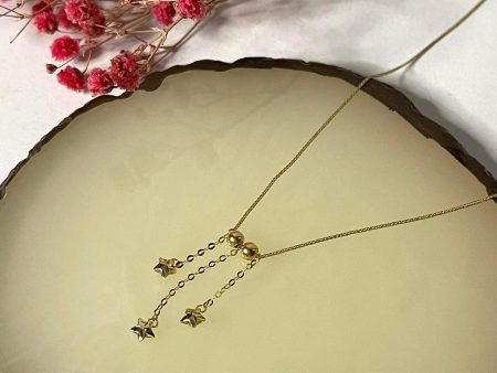 #GOLD2024 | 18K Drop Star Center Chain Necklace 18” Discount