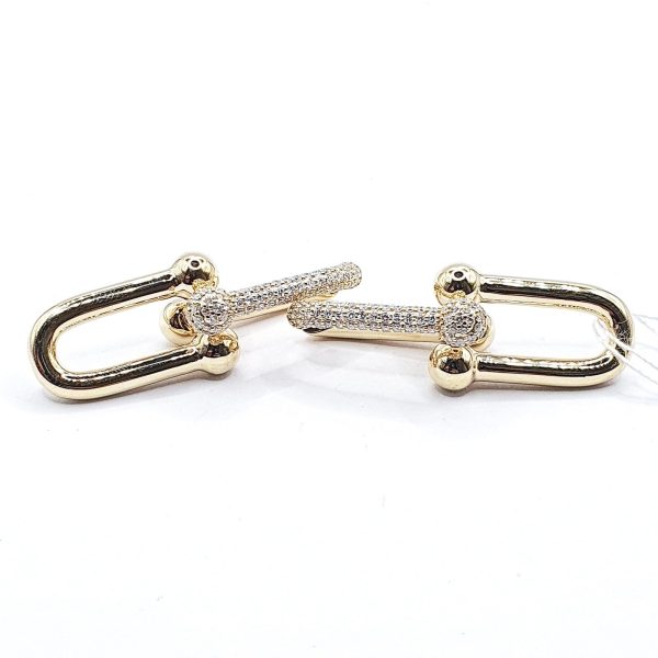 #TheSALE | Nail Paved Link Diamond Earrings 14kt Discount