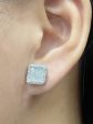 Square Paved Diamond Earrings 18kt For Cheap