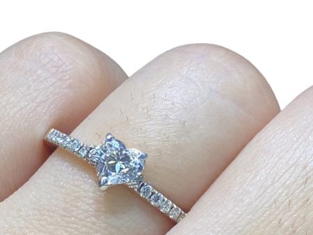 VANA | 0.70cts Heart Solitaire Paved Diamond Engagement Ring 14kt Online Hot Sale