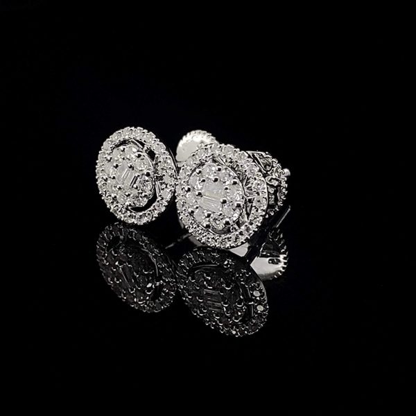 Round Dainty Halo Diamond Earrings 14kt Sale