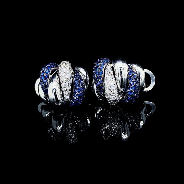 PREORDER | Studded Blue Sapphire Gemstones & Diamond Earrings 14kt Online