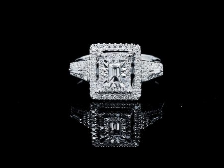 PREORDER | Square Halo Paved Diamond Ring 14kt Hot on Sale