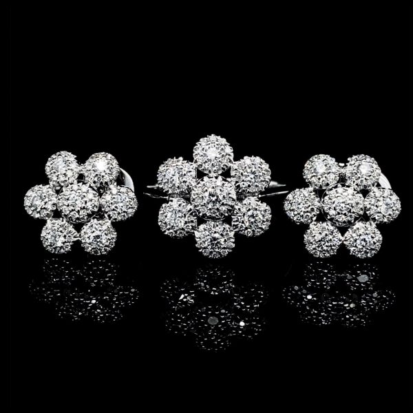 PREORDER| Round Floral Diamond Jewelry Set 14kt For Sale