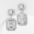 Round Baguette Dangling Diamond Earrings 14kt Supply