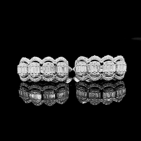 Round Oval Paved Hoop Diamond Earrings 14kt Online